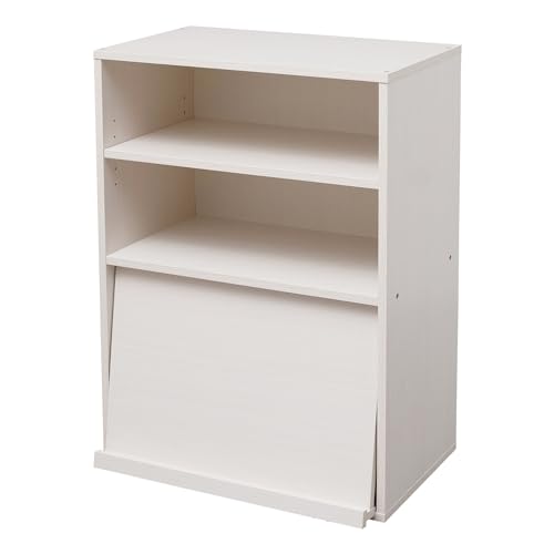 Iris Ohyama, muebles con puertas, estante de almacenamiento, 2 compartimentos modulares, diseño, sólido, moderno, multi-uso, escritorio, habitación, salón - Flap Rack Chr - 1 - White Oak