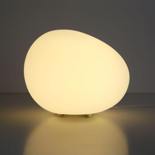QTHWB Lampes Chevet Forme Galets Table en Acrylique Blanc Mignon Cartoon Nuit lumière décoration intérieure atmosphère Lampe de Bureau d'éclair