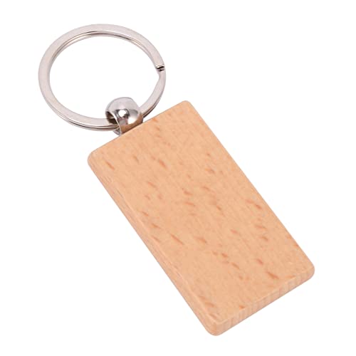 Chaîne à clés en bois rectangle vierge à graver pour projets DIY