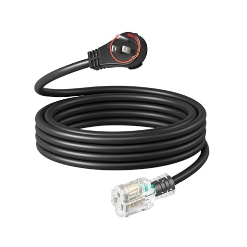 DEWENWILS 360° Rotating Flat Plug Extension Cord, 15FT Black Extension Cord, 3 Prong 14/3 Gauge Grounded Power Cord, Lighted Outlet, 125V/15A/1875W, STJW for Outdoor/Indoor, ETL Listed