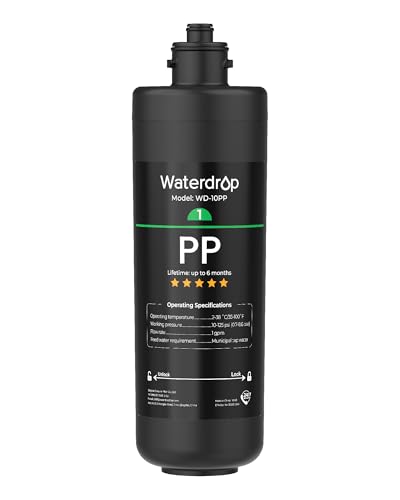 Waterdrop WD-10PP Water Filter Replacement for Waterdrop TSA & TSB & TSA-UF & TSB-ALK & TSB-CM 3-stage Under Sink Water Filter System, 6 months, 1 Pack
