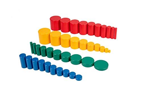 Image of Montessori Wooden Knobless Color Cylinder Blocks, Baby Games Stacked Arrangement Block, Stacking Toys for Toddler 1-3 Activities, Educational Toys (Set of 4)