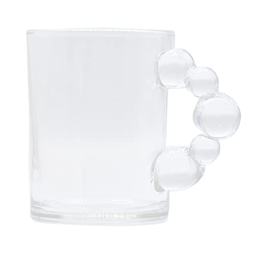 Ranvi Coffee Mug Crystal Vintage Glass Tea Cup with Beautiful Beaded Handles for Drinking Hot Drinks Cappuccino Latte Cocktail Beer(Transparent)