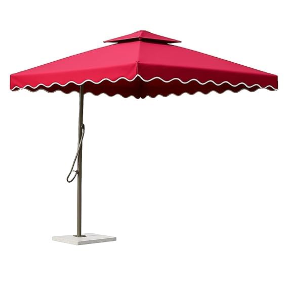 Image of 10ft Square Cantilever Umbrella with Crank | Waterproof Offset Hanging Patio Umbrella with Double Roof | Outdoor Sunshade for Garden, Balcony & Restaurant, Terrace & Poolside