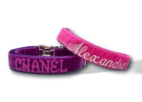 Miniatura 8 de Embroidered Personalized DOG COLLAR with Pet Name and Leash Option - Custom Velvet Dog Collar for Boy & Girl Dogs - 4 Adjustable Sizes for