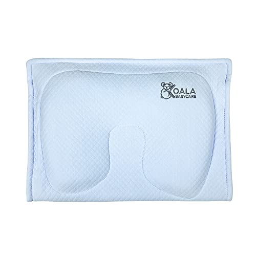 Stillkissen aus Memory Foam, hilft eine Plagiozephalie (Plattkopfsyndrom) vorzubeugen und zu behandeln, mit abnehmbarem Bezug (mit 2 Kissenbezügen) - Koala Perfect Head Breastfeeding - Blau