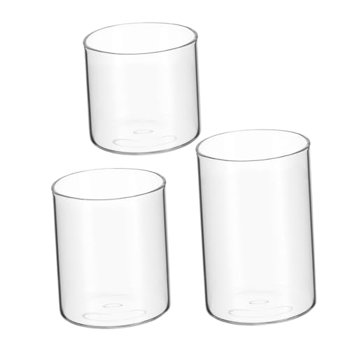 Ciieeo 3 portavelas de cristal transparente cilíndrico transparente para velas perfumadas para decoración del hogar y centros de mesa