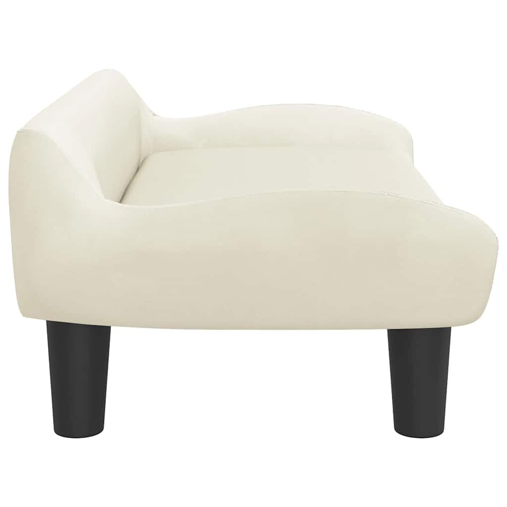 Sofa dziecięca, kremowa, aksamitna, 70 x 40 x 24 cm, z masywną ramą z drewna sosnowego, tapicerowana, do mebli dla małych dzieci w pokoju dziecięcym, stabilny mebel do siedzenia do zabawy