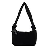 Bolso de hombro de felpa, mini bolso peludo, bolso suave y esponjoso, gran capacidad, bolso casual para axilas, bolso de hombro de felpa acogedor para compras diarias, viajes, trabajo, trajes de