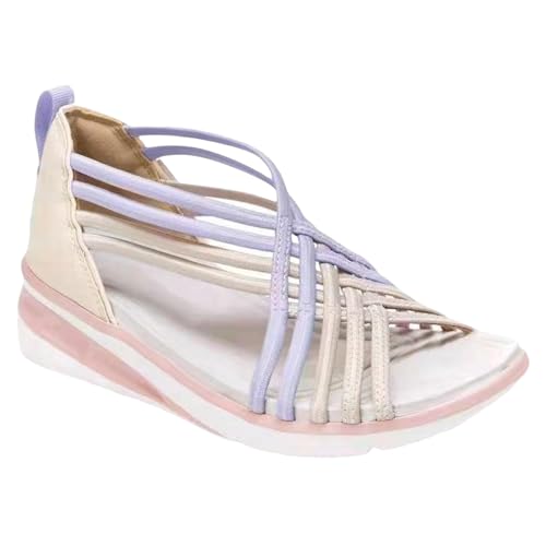 Stretchy Sandals for Women Wide Feet Wedge Heel Cross Straps Sandals Stretch Lightweight Breathable Arch Support Sandal