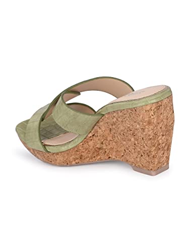 Image of Delize Light - vegan leather cross strap wedge heel sandals 2500