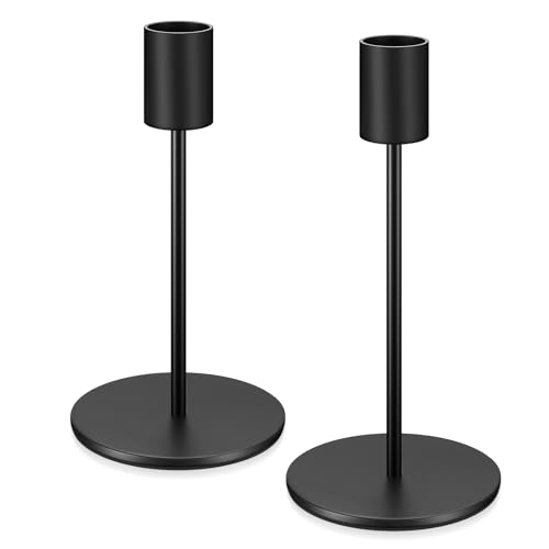 2 Pèces Chandeliers, Chandelier Bougeoir, Support de Bougie Métal, Décorations de Bougeoirs de Table Noir pour Salon, Mariage, Ornements de Dîner