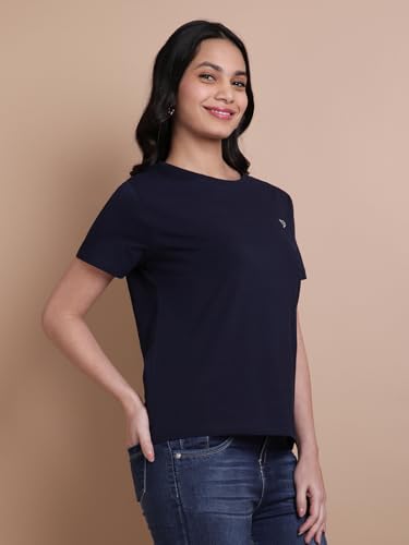 Image of TWIN BIRDS Women Cotton Elastane T-Shirt | Round Neck Casual Everyday Top
