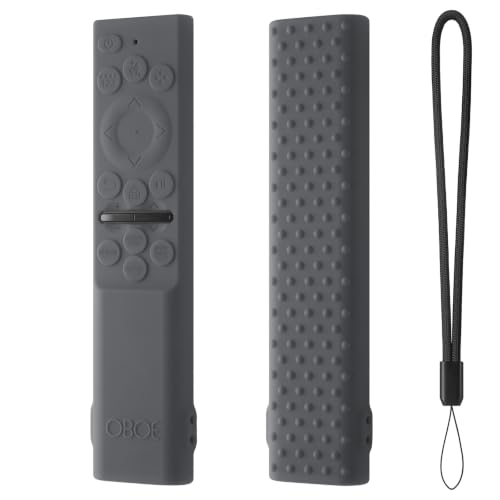 Image of Oboe Silicone Tv Remote Cover Compatible with Samsung Smart Tv Remote 2026 Model BN59-01498A Key Cover Case with Lanyard (B-Dark Grey) REMOT E NOT Included
