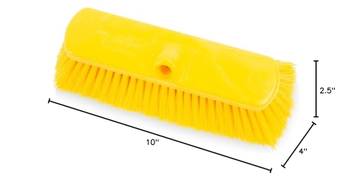 Image of SPARTA 41278EC04 Flo-Thru Plastic Wall Scrub Brush, Equipment Brush With Soft Nylex Bristles For Industrial Kitchens, Hospitals, Commercial Cleaning, 4 Inches, Yellow, (Pack of 12)