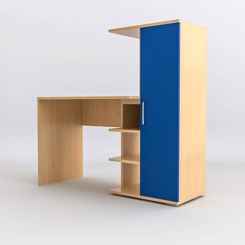 Image of Engineered Wood Office & Study Table for Study Room /Office /Work from Home || Engineered Wood Study Table || Freestanding || (Cream & Blue) |