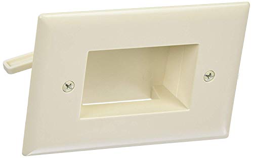 DataComm Electronics 45-0009-LA Easy Mount Recessed Cable Plate for Home Theaters Low Voltage Slim Fit Cable Pass Through Wall Plate, Lite Almond, 4.88