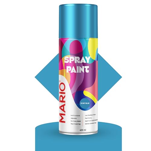 Image of Mario Spray Paint - 15 Sky Blue (400ml) | Sky Blue Spray Paint for Cars, Bikes, Metal, Wood, Plastic & DIY Crafts