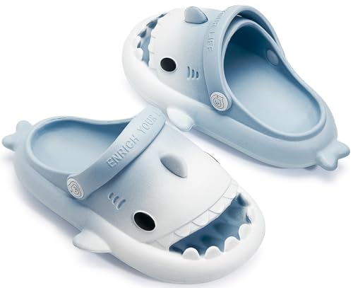 Image of KVbabby Kids Shark Slides Boys Girls Cloud Sandals | Cloud Sandals,Open Toe,Beach Pool Water Shoes,Slip-on,Lightweight,Non-Slip,Soft,Flexible,EVA Slippers