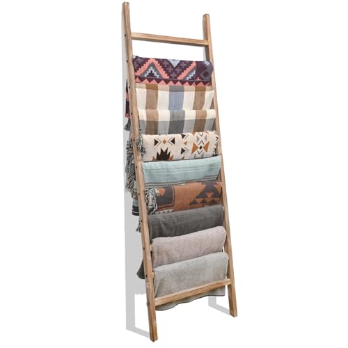 FUIN 6.4ft Extra Wide Wooden Blanket Ladder Living Room Decorative Wal Leaning Farmhouse Quilt...