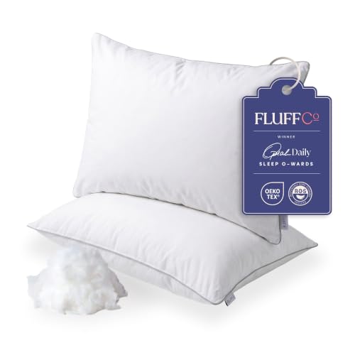 FluffCo Down Alternative Bed Pillows - Standard/Queen Size, Soft (2 Pack)