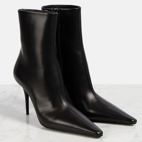 Women's High Heel Ankle Boots Sexy Pointed Toe Side Zipper Dressy Stiletto Heel Booties Fall Winter Work Wedding Heeled Booties for Women Black Size 73