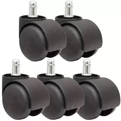 Image of Lopvi Twin Castor Revolving Chair Wheel Pin Black Appliance Furniture Caster (Pack of5)