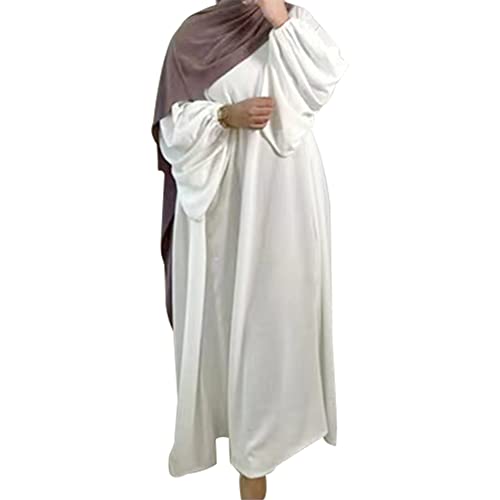 Robe musulmane opaque blanche coupe ample anti-chaleur