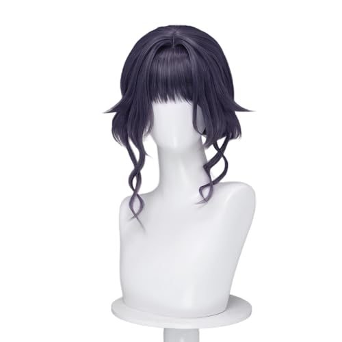 KIRA KIRA Anime The Fragrant Flower Blooms with Dignity Cosplay Wig Waguri Kaoruko Bun Wig 35cm Black Purple Updo Hair for Halloween Cosplay