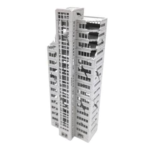 Mycity 1/300 Scale Battle Destroyed Buildings in a Mini City Scene (H)