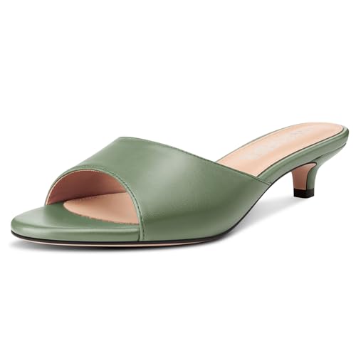 Image of TNYNFBEB Womens Low Kitten Heel Open Toe Sandals Mules Shoes Slingback Prom Party Dress Summer 1.4 Inches Heels