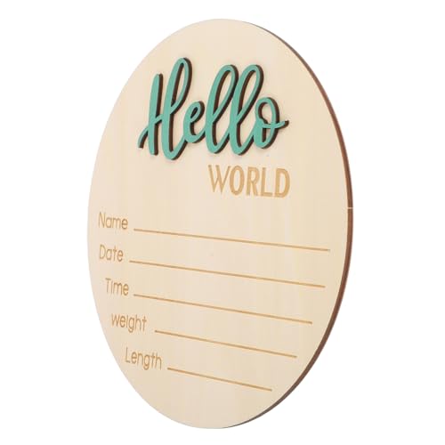 Wakauto Baby Wooden Sign Newborn Name Birth Announcement Round Wooden Baby Welcome Sign for Photography