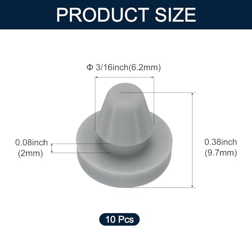Image of uxcell 10pcs Hole Plugs 3 /16 Inch (6.2mm) Grey Silicone Button Plugs with Snap-in Locking Design, Waterproof and Dustproof