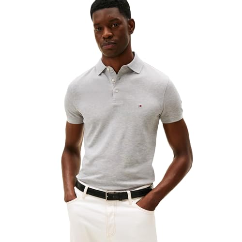 Image of Tommy Hilfiger Men's Short Sleeve Polo Shirts in Slim Fit with Stretch and Organic Pique Cotton