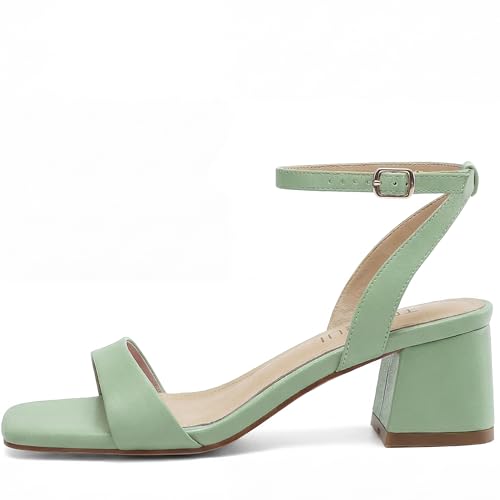 Image of TEAIEUI Block Heels for Women, Square Open Toe Heeled Sandals, Chunky Ankle Strap Shoes for Dress, Party, Prom, Low Heel 2 inch