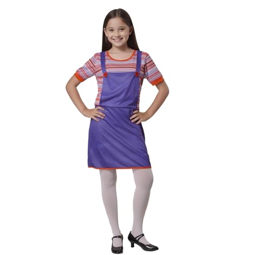 Wildarms Girls' Halloween Short Blue Sleeve Dress - Spooky-Chic Party Attire