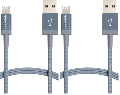 Cable Lightning a USB-A antienredos de nailon trenzado resistente gris oscuro de 0.9 metros