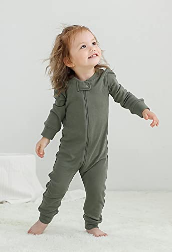 Image of Owlivia Organic Cotton Baby Boy Girl Zip Up Sleep N Play, Footless, Long Sleeve (Size 0-18 Month)