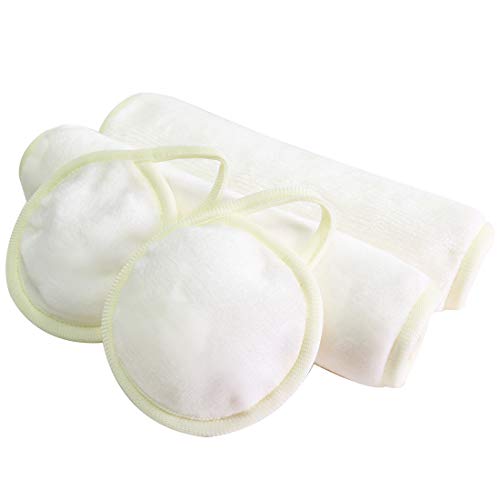 NATWAG Reusable Update Makeup Remover Cloths for Sensitive Skin - Microfiber Face Cloth Makeup Remover | Washable Round Makeup Remover Pads | Natural Facial Towels (2 Pads,2 Cloth) (White)