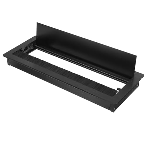 GALPADA Tapa Pasacables de Escritorio Metálica Rectangular de Aluminio 120X300 MM Color Negro Organizador para Gestión de Cables de PC Cubre Orificios Cepillo para Oficina y Muebles