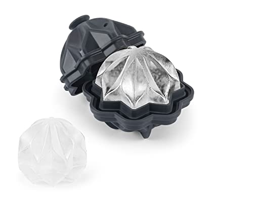 W&P Design Ripple Single Ice Mold, Perfect Etched Sphere, Slow Melting for Whiskey and Cocktails, Food Grade Premium Silicone, Dishwasher Safe, BPA Free (WP-ICE-WAV-CH)