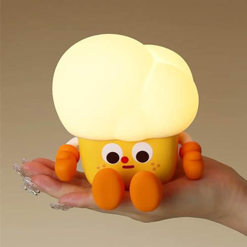 TriPro Cartoon Food Silicone Nursery Night Light Baby Room Decor Desk Lamp Bedroom Decorations (Popcorn)