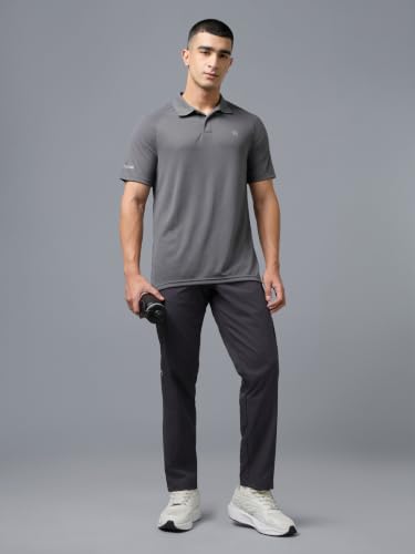 Image of TECHNOSPORT Men's 100% Polyester Slim Fit Self-Design Half Sleeve Polo T-Shirt with Double Cool, SPF50+ Properties for Gym, Workout 7 Regular Use