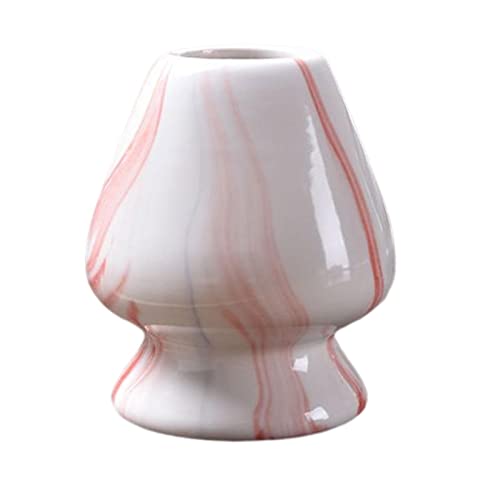 伝統的な抹茶泡立て器スタンド茶器茶道茶筅スタンド家庭用ピンクと白, 6.5x7.5cm