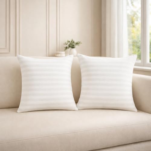 Image of STITCHNEST Premium Fiber Filled Cushion Inserts Set of 2 (12x12 Inches) | Soft Square Pillow Fillers for Sofa, Car, Bed & Home Decor | White