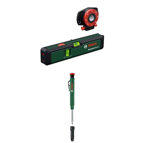 Bosch UniversalWallLevel 3-in-1 Laser-Wasserwaage mit Tieflochmarker – Set zum Ausrichten, Höhen übertragen und präzisen Markieren