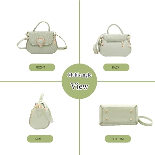 Women Leather Quilted Handbag Top Handle Satchel Bag with Heart Crown Decoration2