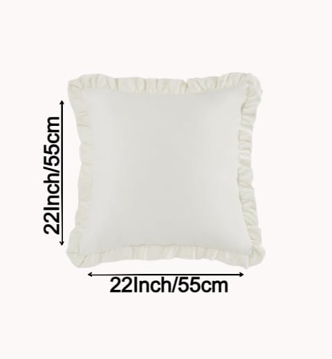 Image of Amazon Brand - Umi Velvet White 22x22 Pillow Covers, Set of 2 Decorative Ruffle Cushoin Pillow Covers for Sofa Couch