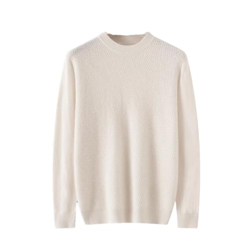 Men Cashmere Sweater for Autumn and Winter Round Neck Loose Oversized Sweater Long Sleeved Pullover Sweater, Top White M