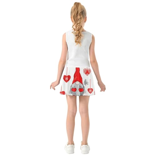 Preppy Athletic Shorts for Girls Skorts Tennis Skirts Kids Flowy Skirt Cute Christmas Gnome Red 4t4